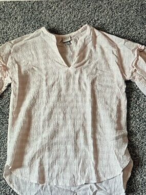 a new day Pale Pink Textured V-Neck Short Sleeve Blouse